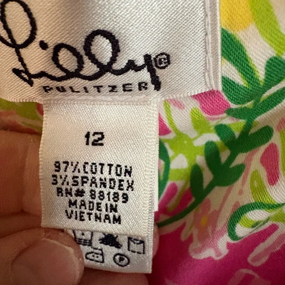 Lilly Pulitzer Pink, Green & Yellow Floral Strapless Dress Size 12 - Picture 4 of 6